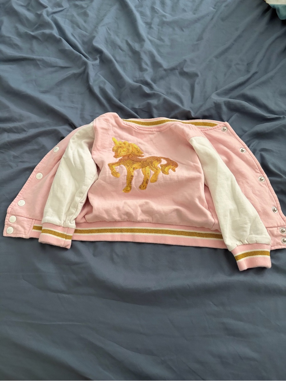 Kids Pink Unicorn Embroidered Bomber Jacket